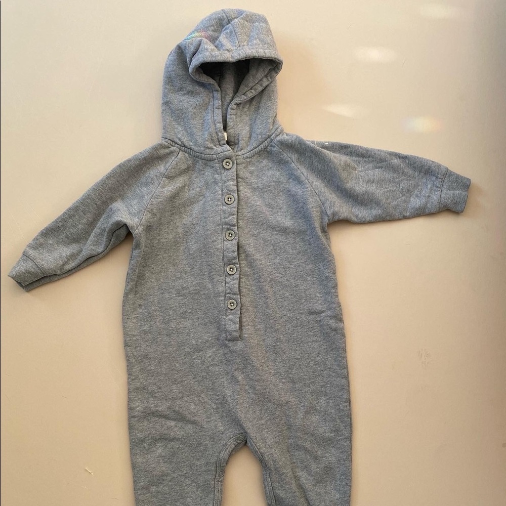 Gray Label heather grey hooded jumpsuit 12/18mo